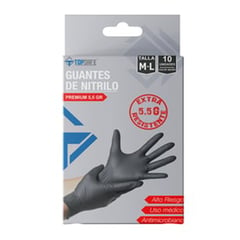 TOPSAFE - Guante Nitrilo 5,5 Negro Caja 10 un