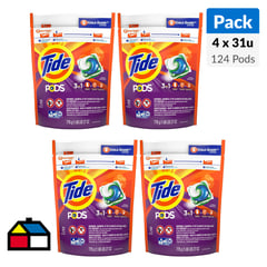 TIDE - Pods Detergente Pack 4 Unidades x 31 Pods c/u