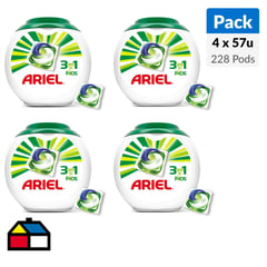 ARIEL - Pods Detergente Pack 4 Unidades x 57 Pods c/u