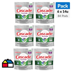 CASCADE - Tabletas Lavavajillas Pack 6 Unidades x 14 Tabletas c/u