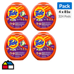 TIDE - Pods Detergente Pack 4 Unidades x 81 Pods c/u