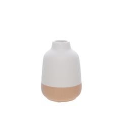 SOHOGAR - Florero de Cerámica Color Blanco/Beige 14cm