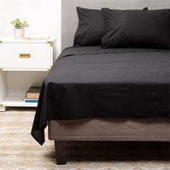 ARTHOME - Pack 2 Almohadas Negro 50X70 cm + Sábana Negra 2 Plazas