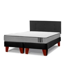 FLEX - Cama Europea Black Star 2 plaza base dividida + respaldo Royal negro