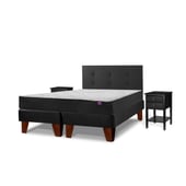 FLEX - Cama Europea Therapedic Plus King//Respaldo Royal Negro/Velador Rover