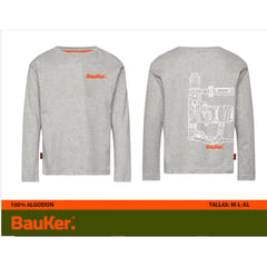 BAUKER - Polera manga larga gris melange XL