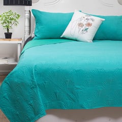 DORAL - Quilt Bicolor Turquesa/Verde 2 plazas