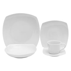 JUST HOME COLLECTION - Juego de Loza 30 Piezas Porcelana Cuadrado Blanco