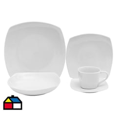 JUST HOME COLLECTION - Juego de Loza 30 Piezas Porcelana Cuadrado Blanco