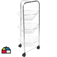 JUST HOME COLLECTION - Organizador de frutas metal 3 canastos Cromado