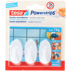 TESA - Set 3 ganchos Powerstrips small blanco