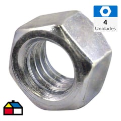 FIXSER - Tuerca Hexagonal G2 1/4" Zincada brillante 4 unidades