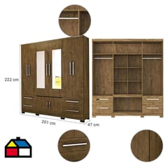 MOVAL - Ropero 8 puertas 4 cajones 201x47x222 cm