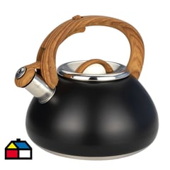 JUST HOME COLLECTION - Tetera 3 l acero negra mango de madera