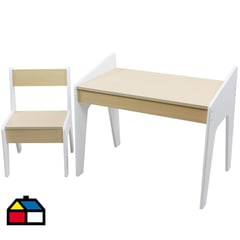 JUST HOME COLLECTION - Mesa + 1 silla Blanco/Madera