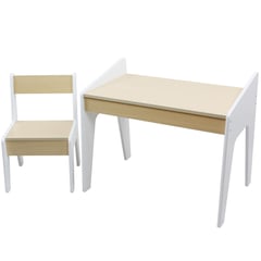 JUST HOME COLLECTION - Mesa + 1 silla Blanco/Madera