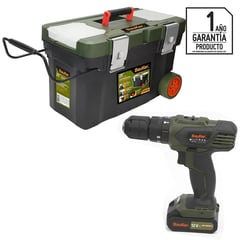 BAUKER - Taladro Inalámbrico Percutor 10 mm 12 V/1 Batería/Carro