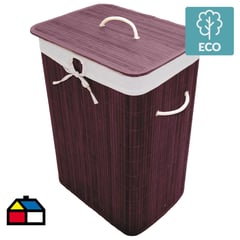 JUST HOME COLLECTION - Canasto para Ropa Rectangular Bambú Chocolate 70 Litros