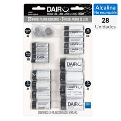 DAIRU - Set de pilas alcalinas AAX20 + AAAX16 + DX4