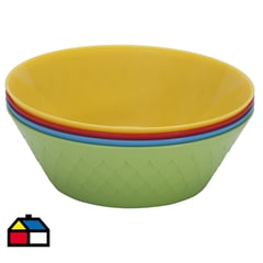 CASA BONITA - Bowl plástico colores 500 ml 4 unidades