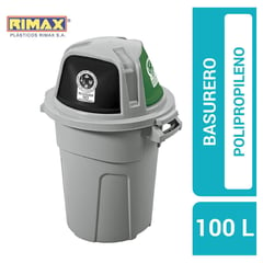 RIMAX - Basurero 100 Litros Polipropileno Gris / Verde / Negro / Blanco