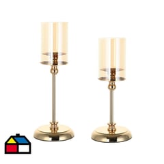 JUST HOME COLLECTION - Set 2 candelabros dorados