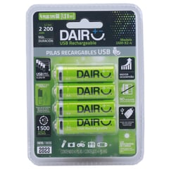 DAIRU - Pila recargable AAAx4 690 mAh