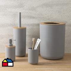 JUST HOME COLLECTION - Set de 4 accesorios de baño mix gris