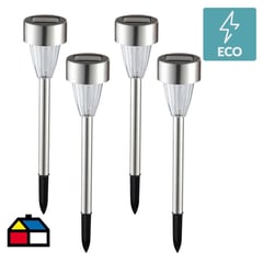 JUST HOME COLLECTION - Pack 4 estacas solares round plata