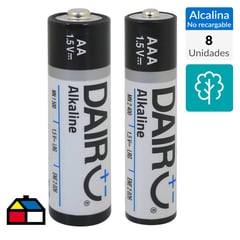 DAIRU - Set 8 pilas alcalinas AAx4 y AAAx4