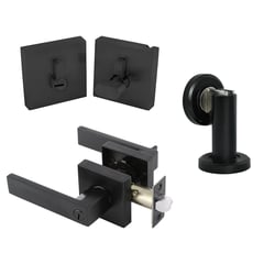 FIXSER - Set manilla + tope para puerta negro