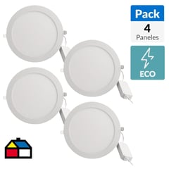 DAIRU - Pack 4 paneles Led empotrados circulares 12W Luz Fría