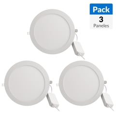 DAIRU - Pack 3 Paneles Led Empotrados Circulares 24W Luz Cálida