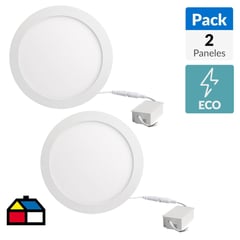 DAIRU - Pack 2 paneles Led sobrepuestos circulares 12W Luz Fría