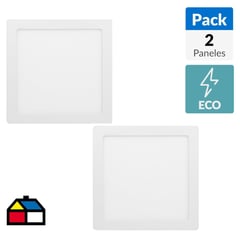 DAIRU - Pack 2 paneles Led sobrepuestos cuadrados 24W Luz Fría