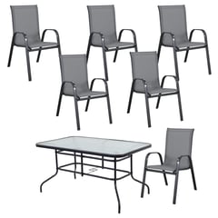 undefined - Combo Juego de comedor 6 personas sling gris