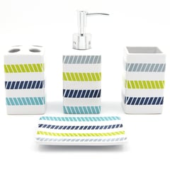 JUST HOME COLLECTION - Set baño 8 piezas rayas multicolor