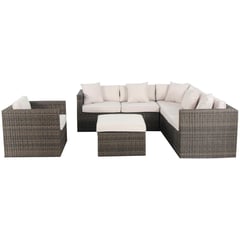 JUST HOME COLLECTION - Juego de living seccional de terraza saigon 5 personas beige