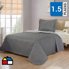 JUST HOME COLLECTION - Cubrecama Quilt Bicolor Taupe/Gris 1,5 Plazas