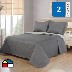 JUST HOME COLLECTION - Cubrecama Quilt Bicolor Taupe/Gris 1,5 Plazas