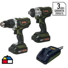 BAUKER - Kit taladro + atornillador de impacto inalámbricos 18V + batería