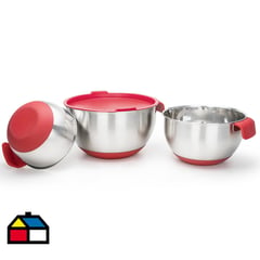 JUST HOME COLLECTION - Set 3 bowl mezcladores 16/20/24 cm/1 tapa