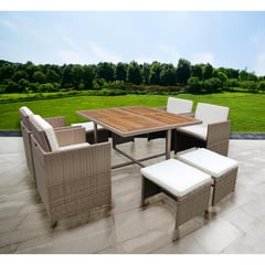 JUST HOME COLLECTION - Juego de comedor terraza ratan 8 personas