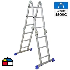 KARSON - Escalera articulada multipropósito 3,19 metros 12 peldaños aluminio