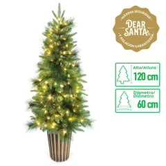 DEAR SANTA - Árbol de Navidad Maceta 150 Luces 60 x 120 cm Verde