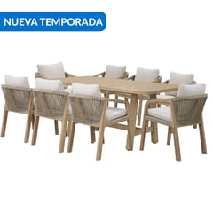 JUST HOME COLLECTION - Juego de Comedor de Terraza Lucca 8 Personas Natural