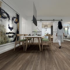 HOLZTEK - SPC Piso Vinílico 4 mm 22.8x152.4 cm EVIAN OAK Café Oscuro 2.43 m2