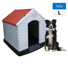 PETIZOOS - Casa L para Perro 81.5x78.5x87.7 cm Blanco; Naranjo