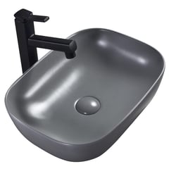 SENSI DACQUA - Lavamanos con Forma Rectangular Porcelana 46.5x13.5x32 Gris mate