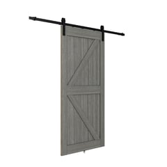 HOLZTEK - Puerta Corredera MDF/PVC color café estilo granero 91x213x3.5